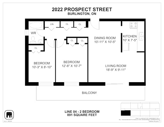 A floor plan for a Burlington, Ontario property at 2022 Prospect Street.