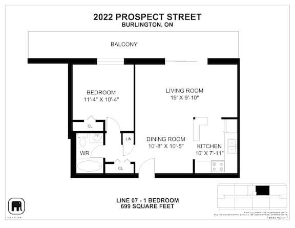 A floor plan for a Burlington, Ontario condo.