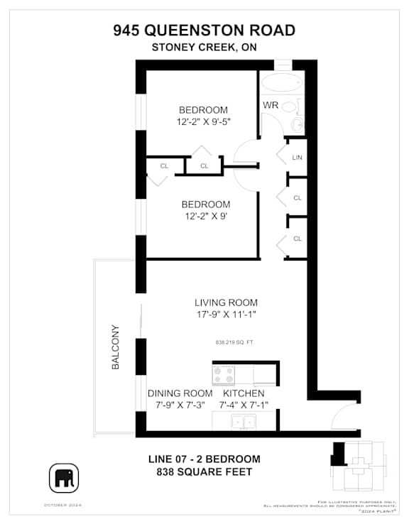 A floor plan for a home at 945 Queenston Road.