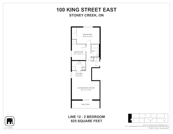 A drawing of a floor plan for a property at 100 King Street East.