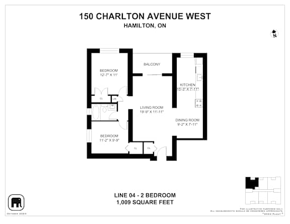 A floor plan for a home at 150 Charlton Avenue West, Hamilton, ON.