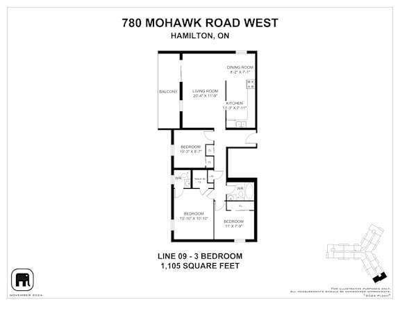 A floor plan for a home at 780 Mohawk Road West, Hamilton, ON is displayed.