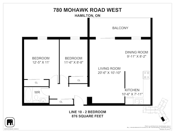A floor plan for a home at 780 Mohawk Road West in Hamilton, ON.