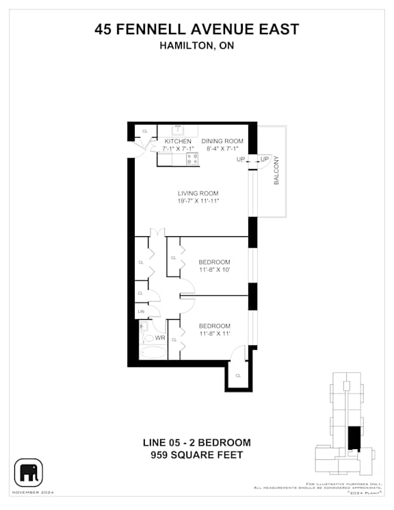 A drawing of a floor plan for a home at 45 Fennell Avenue East in Hamilton, Ontario.
