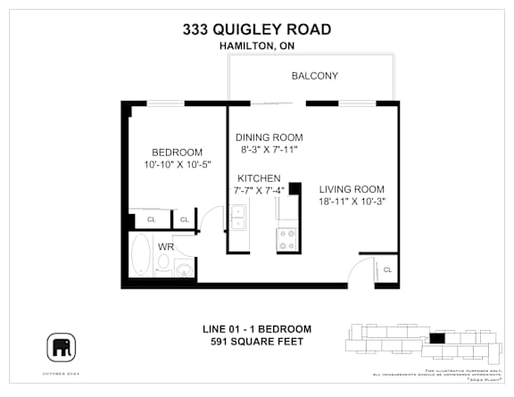 A floor plan for a home at 333 Quigley Road, Hamilton, ON.