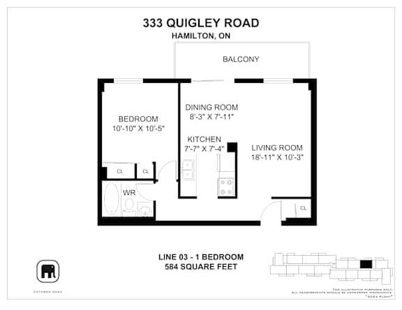 A floor plan for a home at 333 Quigley Road, Hamilton, ON.