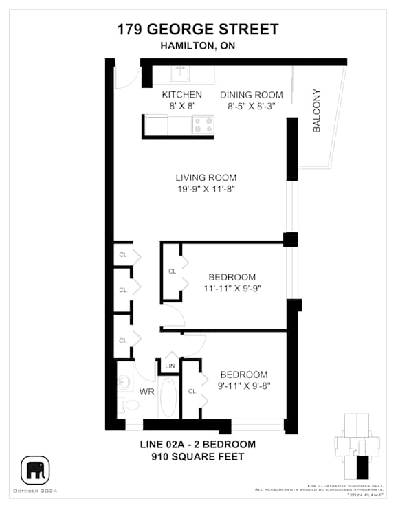 A floor plan for a home at 179 George Street in Hamilton, ON.