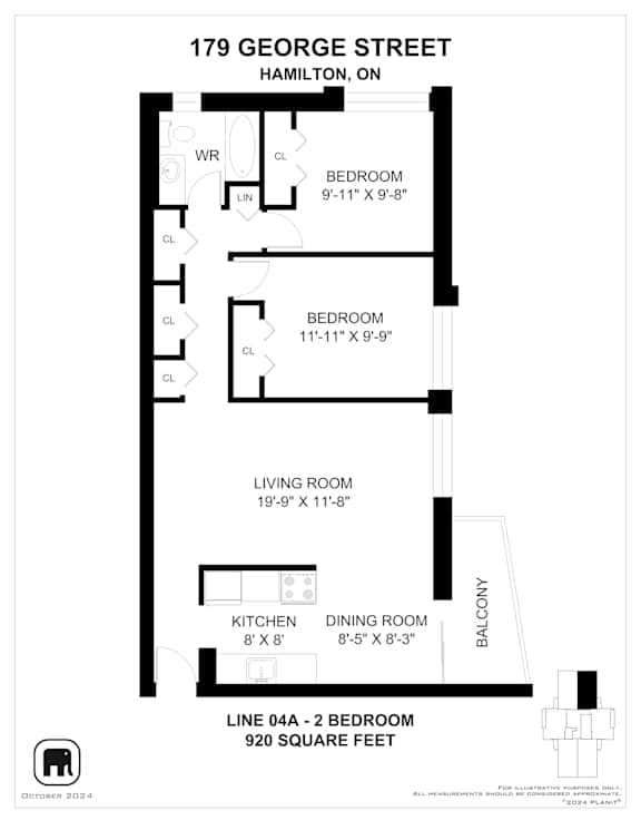 A floor plan for a home at 179 George Street in Hamilton, ON.