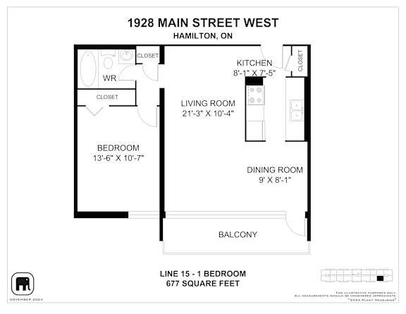 A floor plan for a home at 1928 Main Street West in Hamilton, ON.