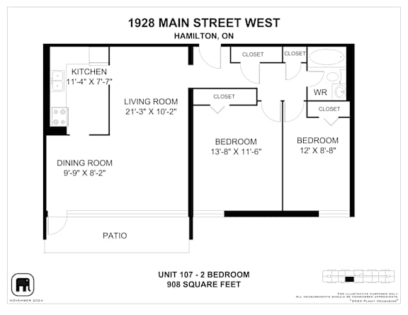 A floor plan for a 107 unit apartment building.