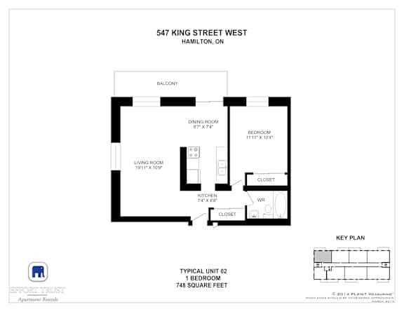 A floor plan for a typical unit at Effort Trust Apartments.