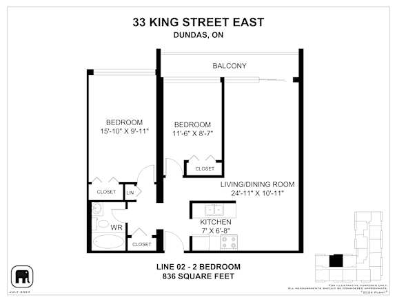 A floor plan for a Dundas Street East apartment.