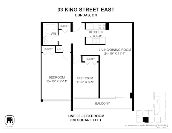 A floor plan for a Dundas Street East apartment.