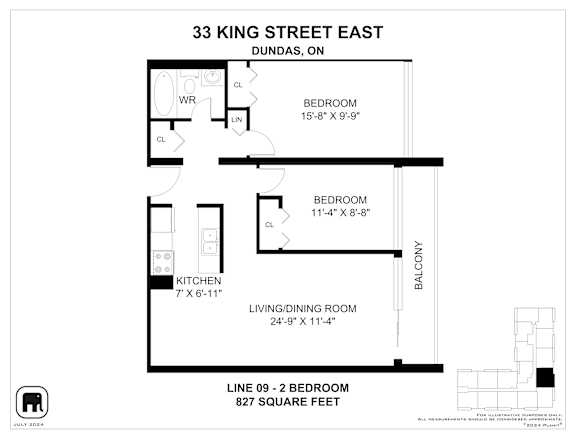 A floor plan for a home at 33 King Street East in Dundas, Ontario.