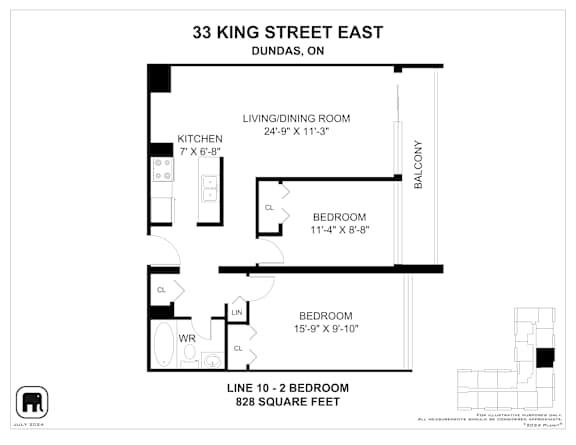 A floor plan for a duplex at 33 King Street East in Dundas, Ontario.