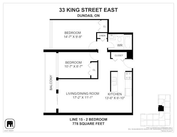 A floor plan for a duplex at 33 King Street East in Dundas, Ontario.