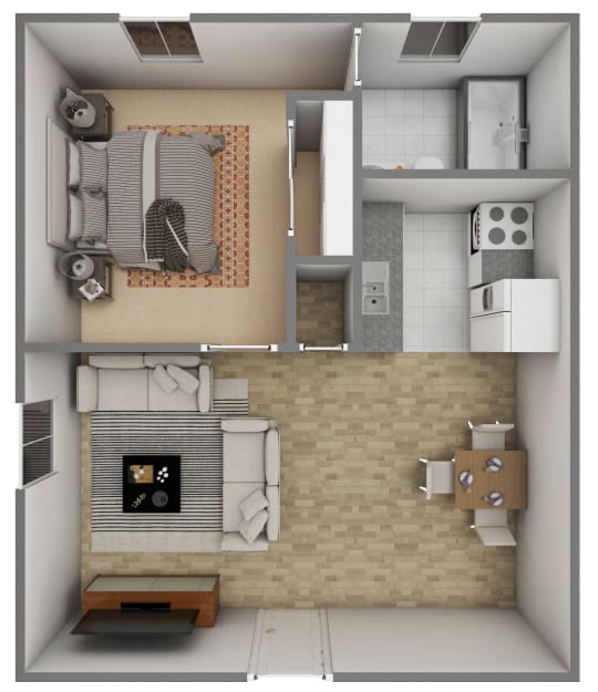 floorplan of a 1 bedroom 1 bathroom apartment