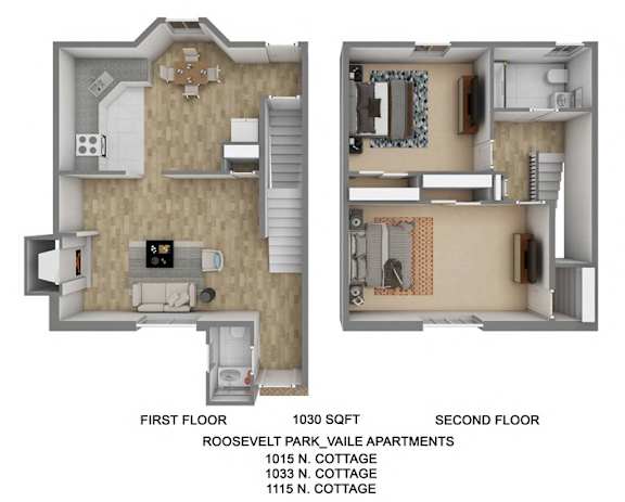 floorplan of a 2 bedroom 1 and a half bathroom townhome