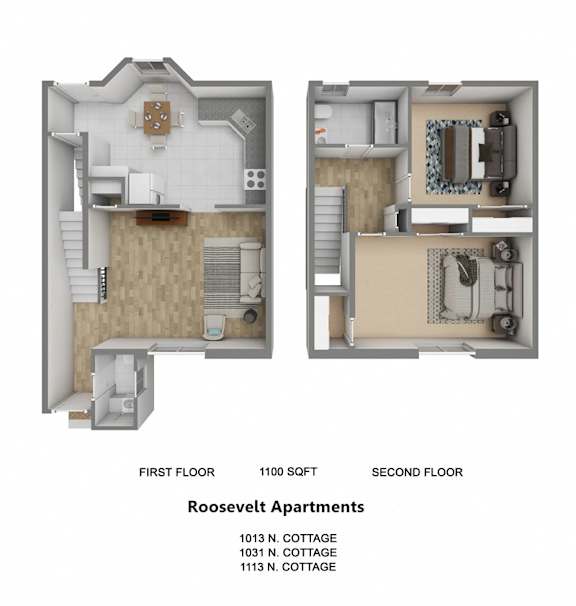 floorplan of a 2 bedroom 1 and a half bathroom townhome