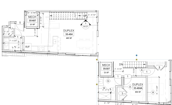 A floor plan of a building with a DUPLEX and MECH rooms.