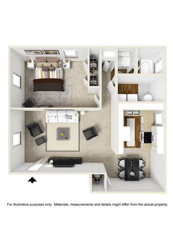 1 Bed 1 Bath ELITE Floor Plan 1 Bed 1 Bath ELITE Floor Plan at Cumberland Pointe, Smyrna, 30080