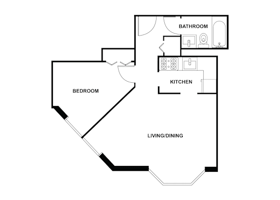 Floor Plan  1 Bed 1 Bath at Fullerton Court Apartments, Chicago