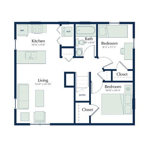 Two Bedroom-Large Floorplan at Poplar Place Apartments, Springfield, IL