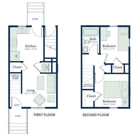 Three Bedroom Floorplan at Poplar Place Apartments, Springfield, Illinois