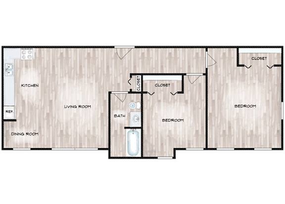 Two Bedroom Floorplan at Sheridan Park, Chicago