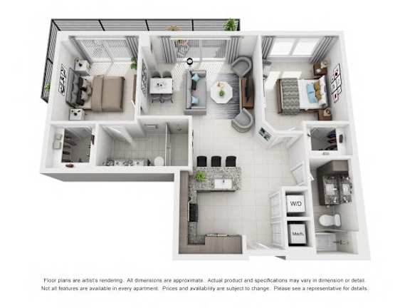 1B2A Floor Plan at Palma, Doral, FL