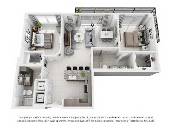 1B2PH Floor Plan at Palma, Doral, FL