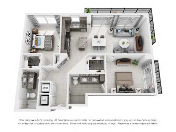 1B3 Floor Plan at Palma, Doral, 33166