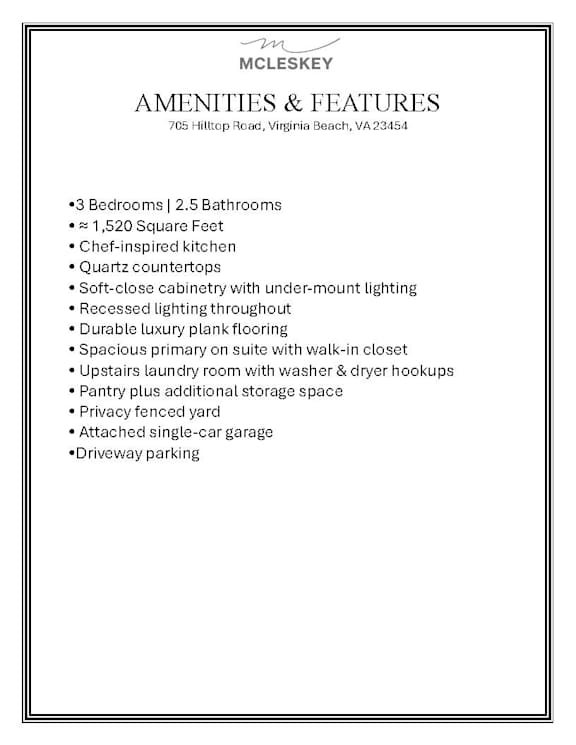 A listing for a McLeesy apartment that includes 3 bedrooms, 2.5 bathrooms, and a chef-inspired kitchen.