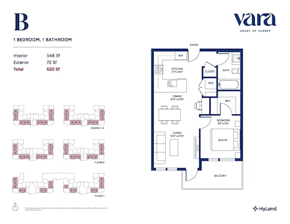 A floor plan for a property with one bedroom and one bathroom.