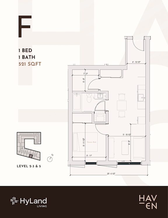 523 Sq. Ft. F type Floor plan