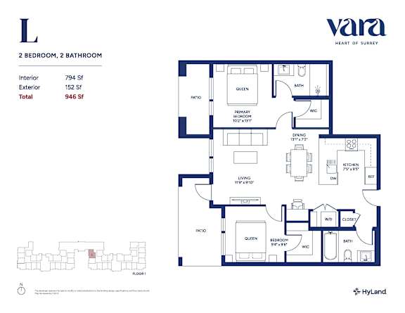 A blueprint of a house layout with a living room, dining room, kitchen, and bathrooms.