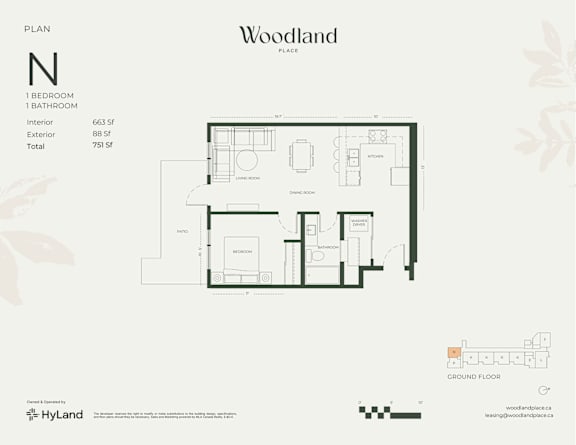 Floor Plan N at Woodland Place Apartments, British Columbia, L4H 3P6