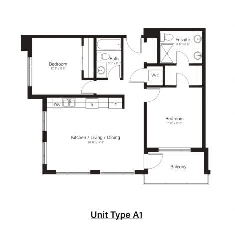 A drawing of a floor plan for a Unit Type A1.