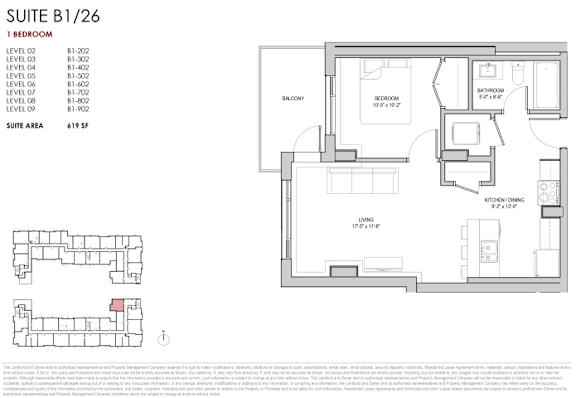 A floor plan for a suite with a bedroom, living room, and bathroom.