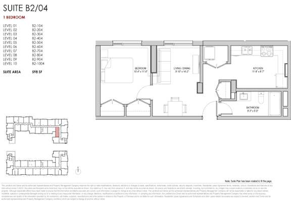 A floor plan for a suite area of 396 square feet is shown, including a bedroom, living room, and kitchen.