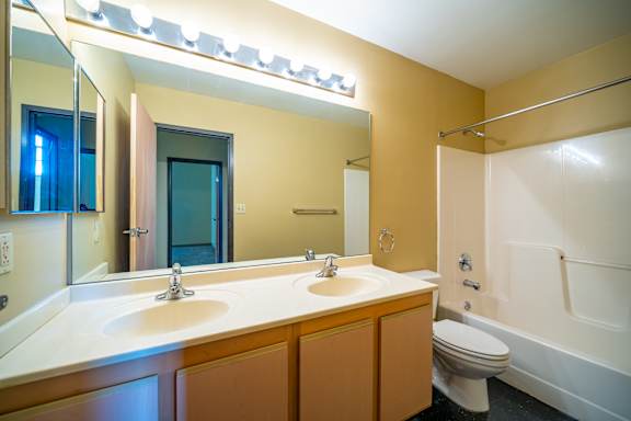 A bathroom with a sink, mirror, and toilet.