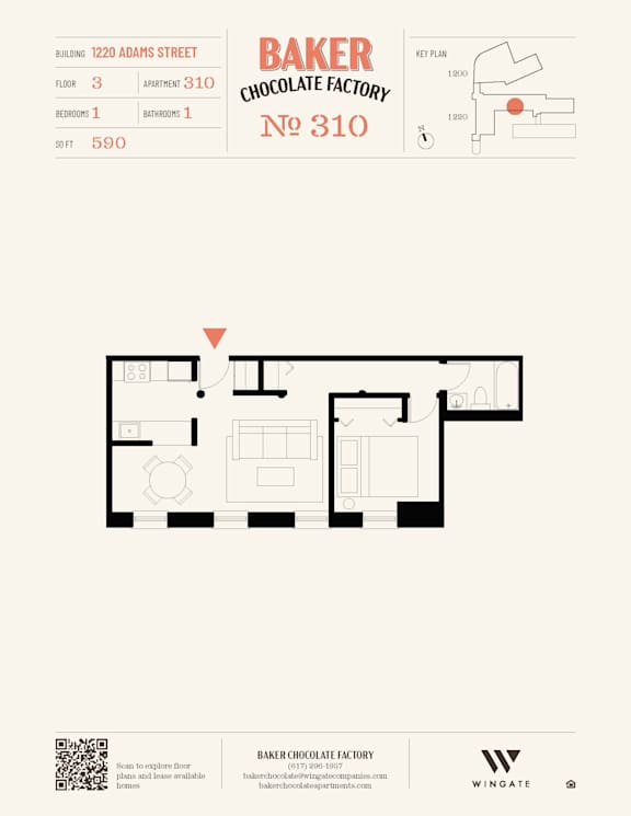 A floor plan for Baker Chocolate Factory No. 310.