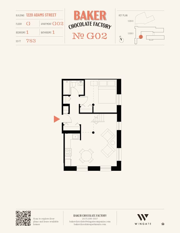 A floor plan for Baker Chocolate Factory No G02.