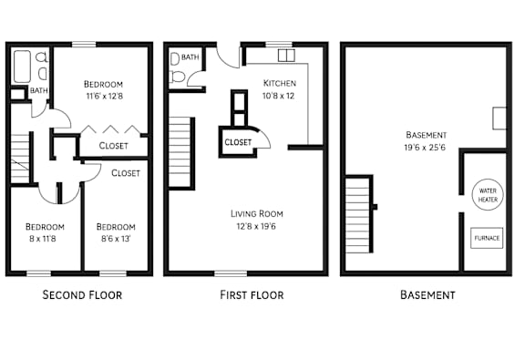 A black and white image of a floor plan for a house.