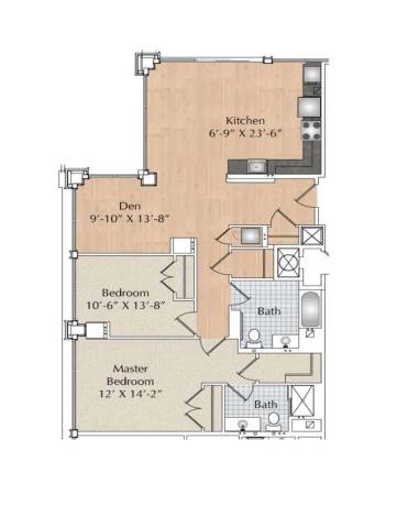 Floor Plan  2 Bedroom, 2 Bath at 66 Main, New York