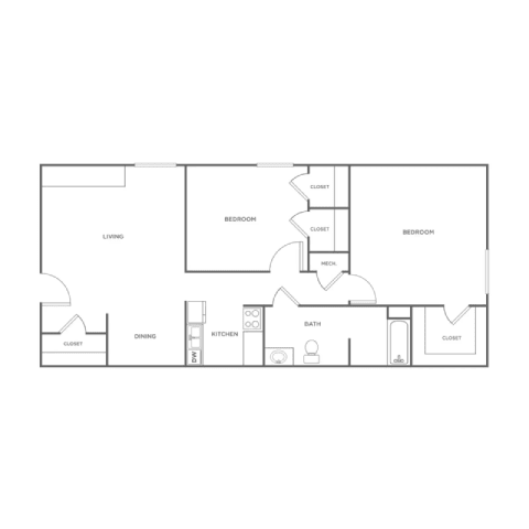 A black and white image of a house floor plan.