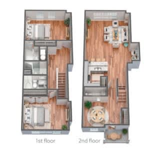 A floor plan of a two-story residential building.