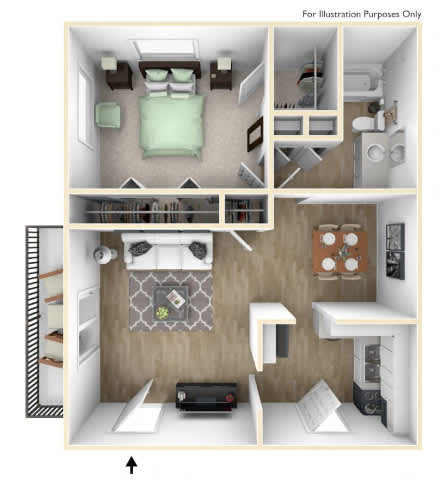 Floor Plan  A series of images showing a top-down view of a small apartment layout.