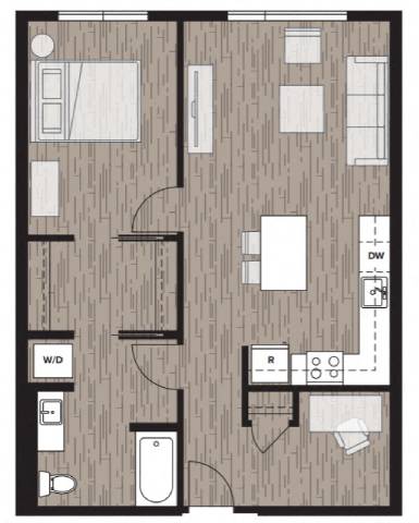 1B Floor Plan at Riverfront Everett, Everett, WA, 98201