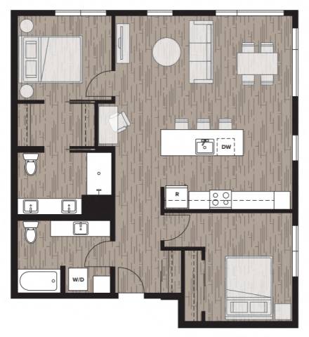 2C Floor Plan at Riverfront Everett, Washington